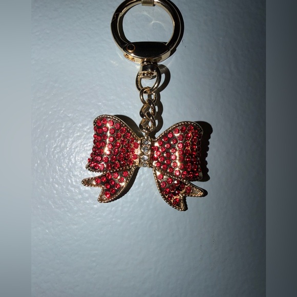 Monet Red Rhinestone Bow Keychain - Picture 1 of 4